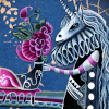 <b>Livraison express pour Miss Licorne</b><br/>Huile sur couverture de livre, 5 X 7 pouces<br/>Ao�t 2022